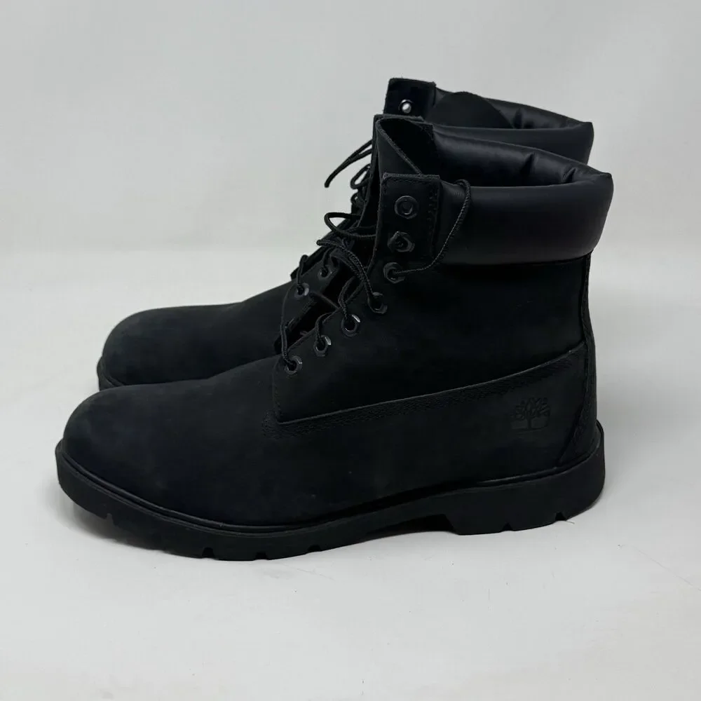 Timberland Premium 6 Inch Waterproof Work Boots Mens 10.5 Black Nubuck Leather